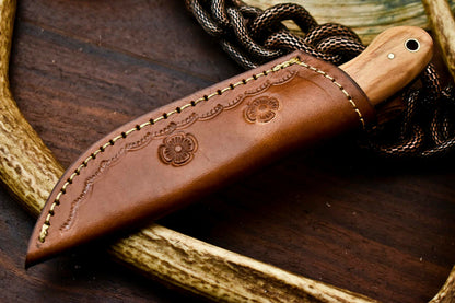 HS-611 Handmade Damascus Skinning Blade Camping Full Tang Knife