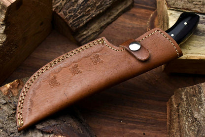 HS-923 Custom Handmade Damascus Steel Camping Tracker Knife - Beautiful Bull Horn Handle