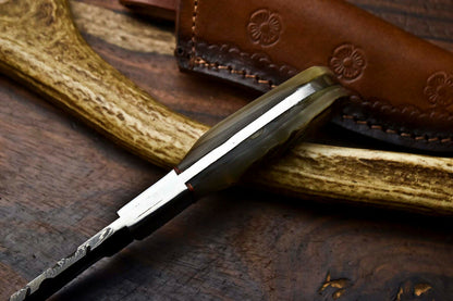 HS-617 Handmade Damascus Skinning Blade Camping Full Tang Knife