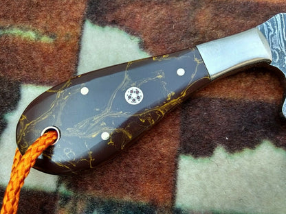 HS-989 COWBOY KNIFE CUSTOM HANDMADE EDC DAMASCUS HUNTING KNIFE