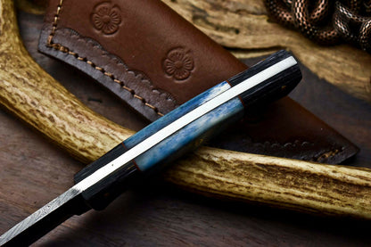 HS-644 Custom Handmade Damascus Hunting Skinning Blade Hunter Camping Full Tang Knife