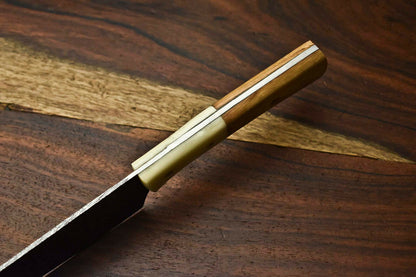 HS-263 Hand Made Damascus Steel Blade Chef Kitchen Full Tang Knife | OLIVE WOOD best gift for mom
