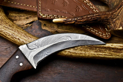 HS-909 Custom Handmade Damascus Steel Karambit Knife - Beautiful Micarta Wood Handle