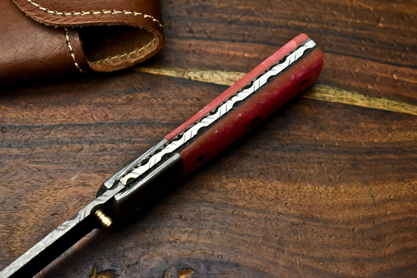 HS-1135 Custom Handmade Damascus Steel Blade Liner-Lock Pocket Folding Knife | CORIAN