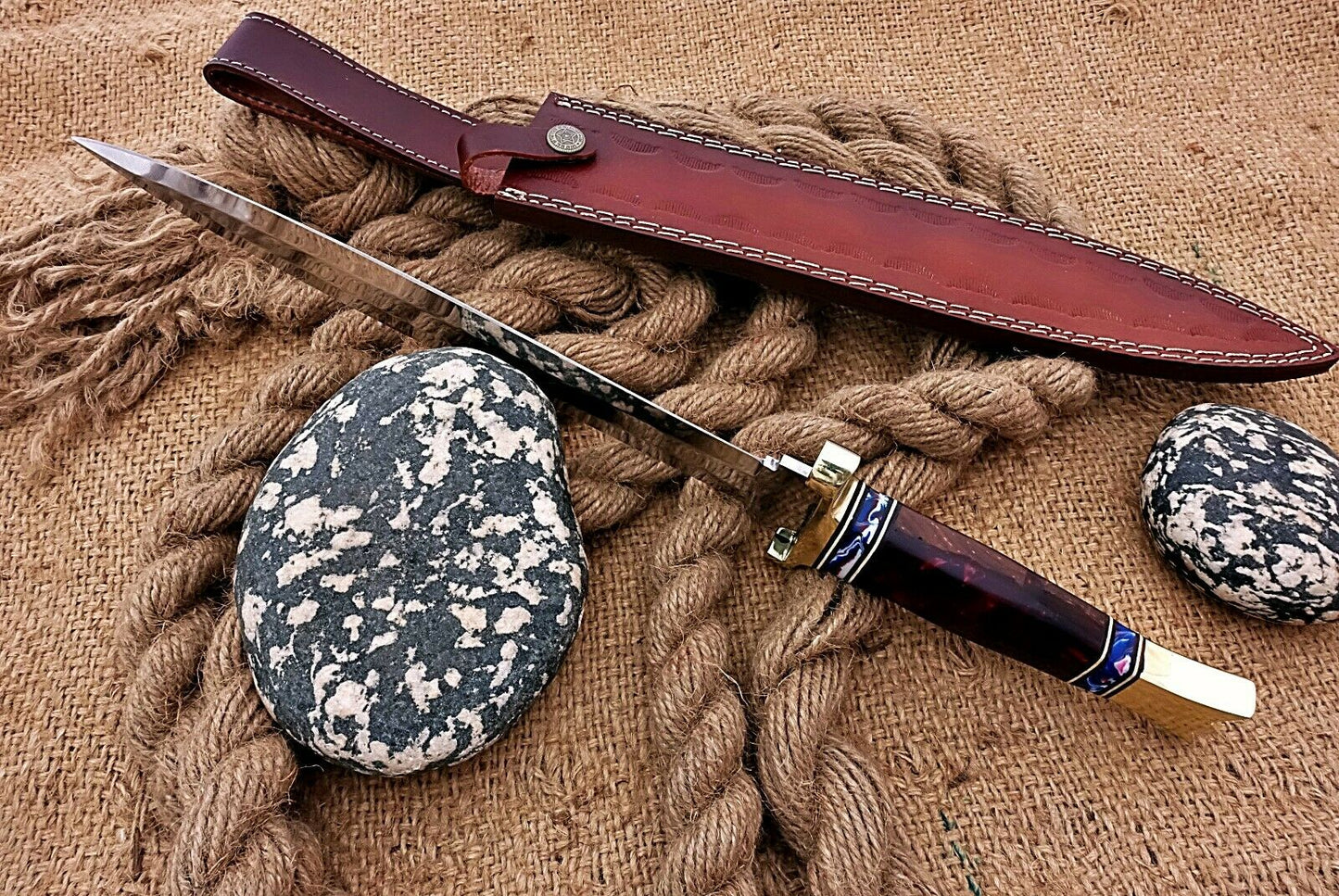 HS-1101 | Custom Handmade Steel D2 Fighter Hunting Combat Mini Sword knife With Resin Handle