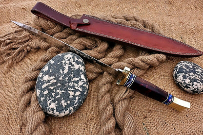 HS-1101 | Custom Handmade Steel D2 Fighter Hunting Combat Mini Sword knife With Resin Handle