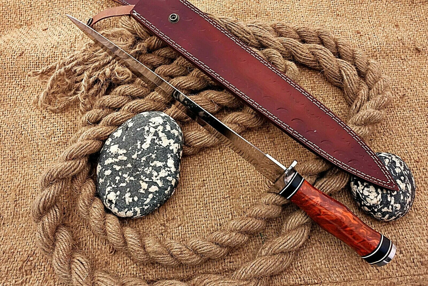 HS-1104 | Custom Handmade Steel D2 Fighter Hunting Combat Mini Sword knife With Resin Handle