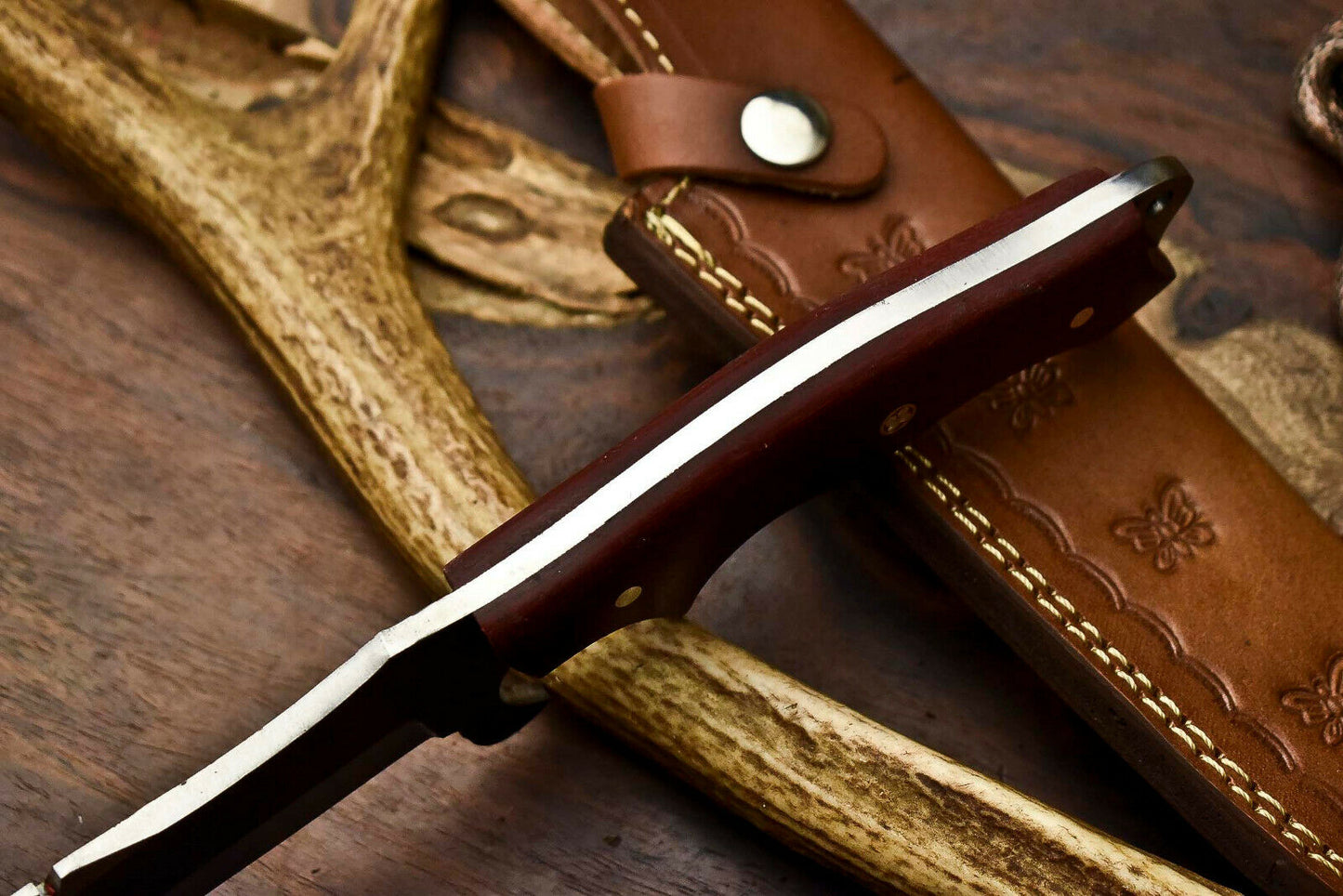 HS-927 Custom Handmade Stainless Steel Tracker Knife - Beautiful Hard Wood Handle
