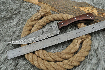 HS-438 | Custom Handmade Damascus Steel Hunitng Knife - Beautiful Wood Handle