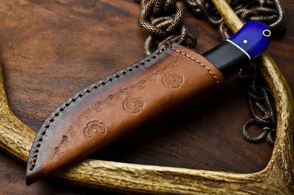 HS-409 | Custom Handmade Camel Bone & Buffalo Horn Handle Damascus Steel Hunting Knife - Great Price