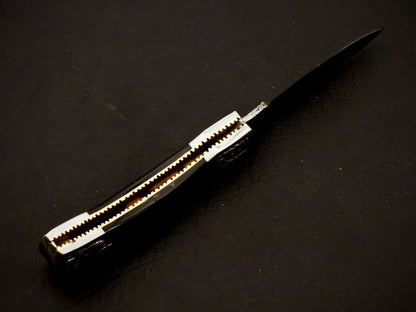 HS-1110 Custom Hand Forged Damascus Steel Back Lock Resin Handle Knife