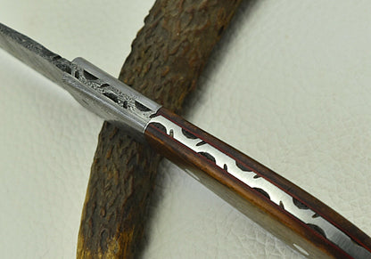 HS-586 8" Custom Handmade Damascus Steel Hunting Skinner knife With Rose Wood Handle
