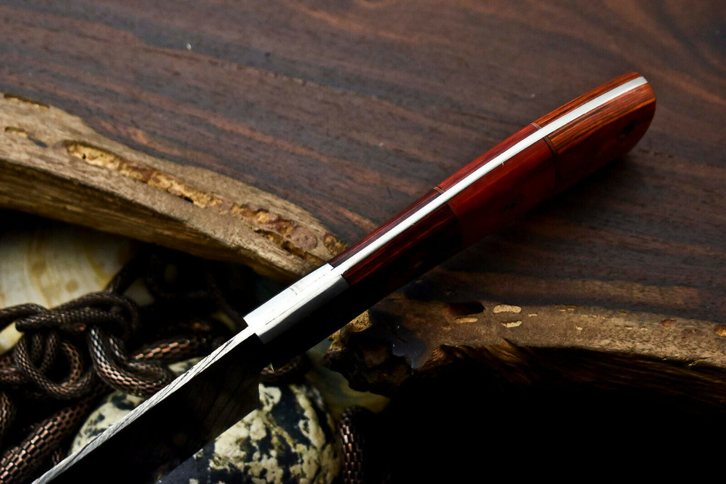 HS-283 Hand Made Damascus Steel Blade Chopper Cleaver Knife Full Tang Knife | Hard Wood