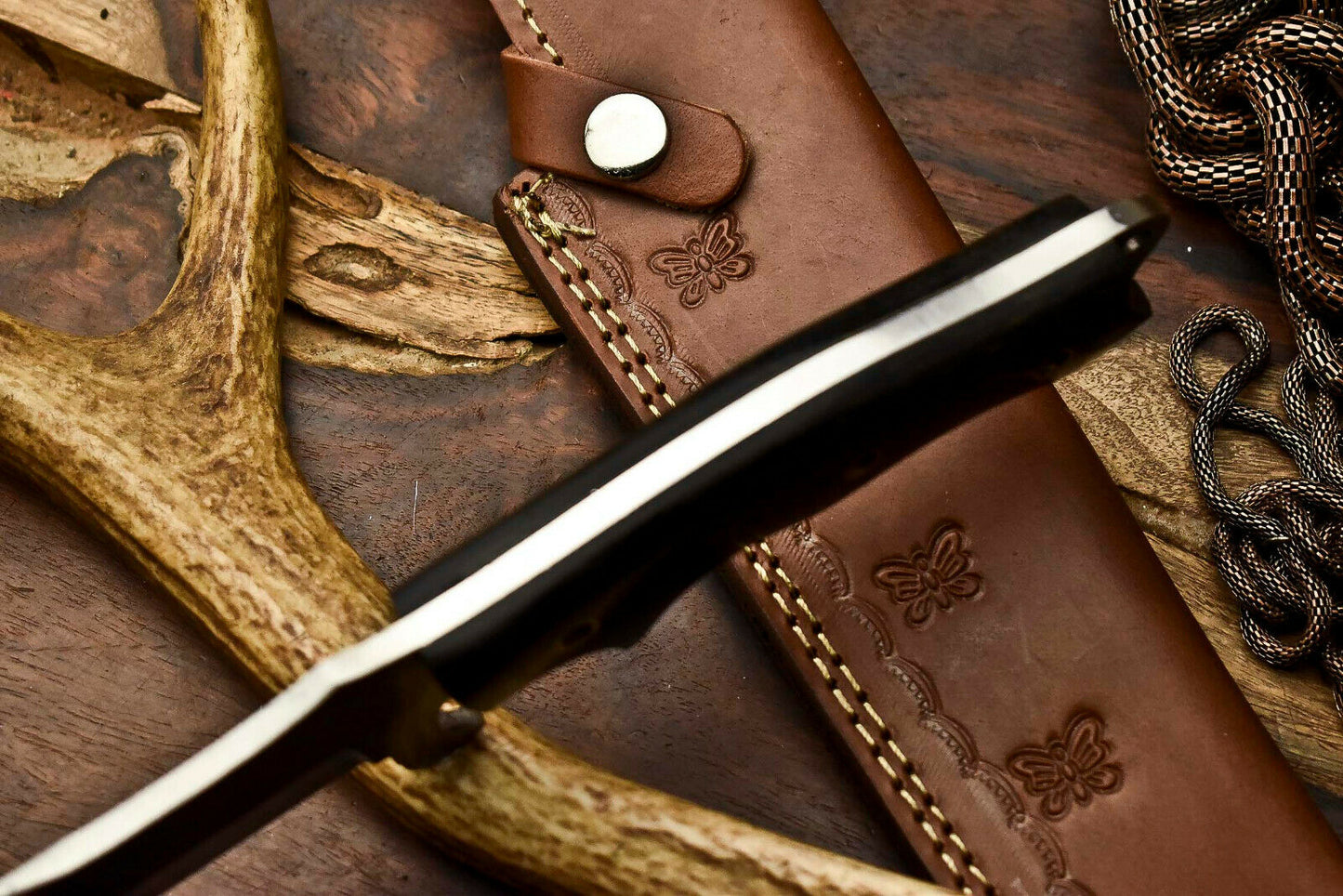 HS-926 Custom Handmade Stainless Steel Tracker Knife - Beautiful Hard Wood Handle