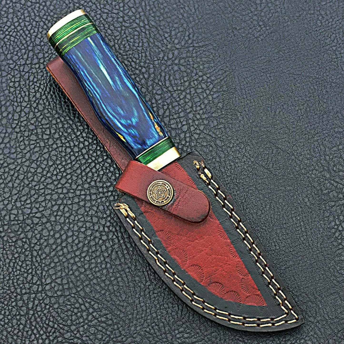 HS-419 | Custom Handmade Damascus Steel Hunting Knife - Beautiful Hard Wood Handle