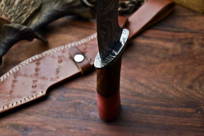 HS-865 Custom Handmade Damascus Steel Hunitng/Kukri Knife - Wood & Bone Handle
