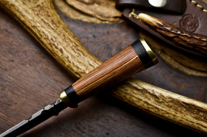 HS-717 Custom Handmade Awesome Wood Handle Damascus Steel Skinner Knife - Best Price