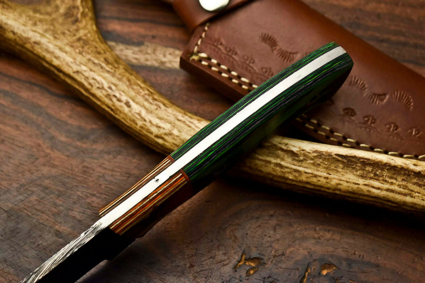 HS-601 Handmade Damascus Skinning Blade Camping Full Tang Knife