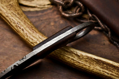 HS-678 Custom Handmade Damascus Steel Skinner Knife - Beautiful Wood Handle
