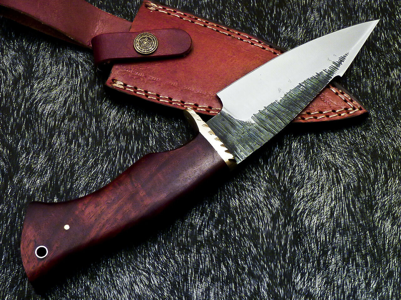 HS-377 '' Custom Hand Forged Railroad Spike Carbon Steel 10" Skinning Knife Wood