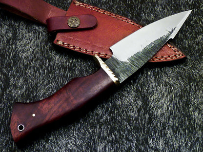 HS-377 '' Custom Hand Forged Railroad Spike Carbon Steel 10" Skinning Knife Wood