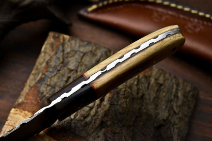 HS-653 Custom Handmade Damascus Hunting Skinning Blade Hunter Camping Full Tang Knife