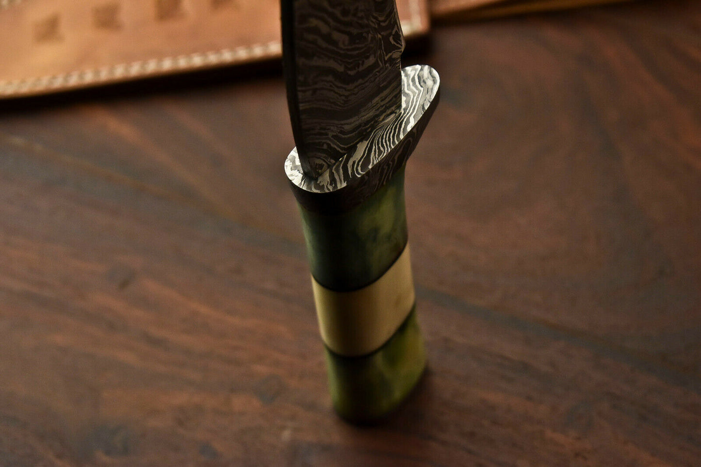 HS-329 | Custom Handmade Damascus Steel Hunitng/Bowie Knife - Colour Camel Bone Handle