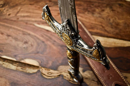 HS-1095 | 24.0" HUGE Custom Hand Made Damascus Steel Blade Dagger Sword | Pewter Handle