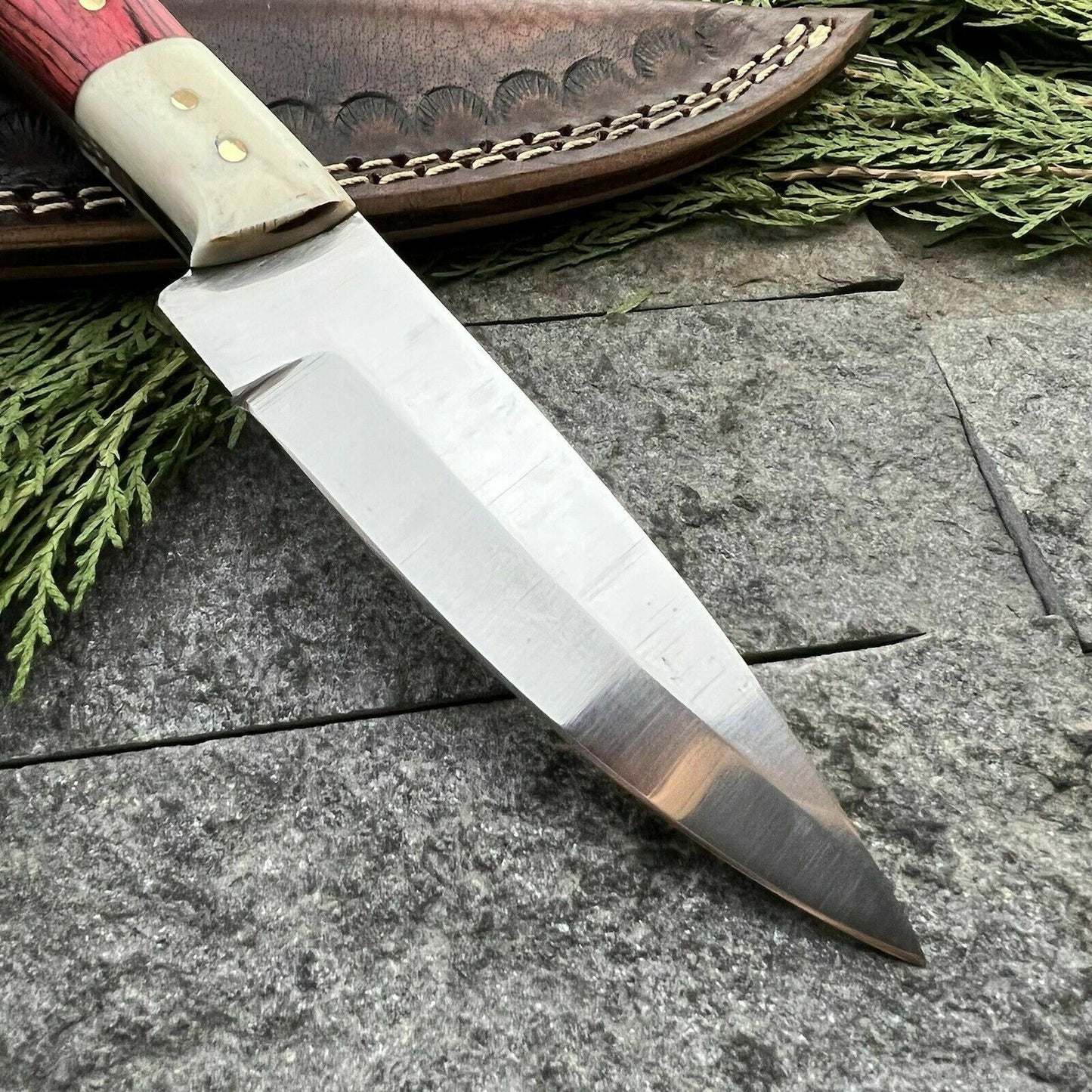 HS-383 '' Custom Handmade D2 Steel High Polish Hunting Skinner Knife W/Sheath