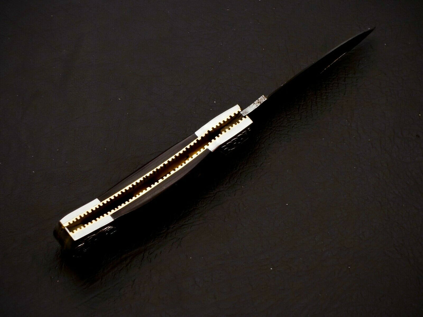 Damascus Steel Back Lock Folding Knife – Micarta Handle | HS-1112