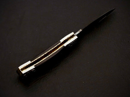 Damascus Steel Back Lock Folding Knife – Micarta Handle | HS-1112