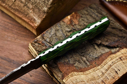 HS-705 Custom Handmade Damascus Steel Skinner Knife - Beautiful Wood Handle