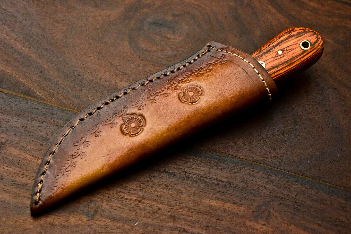 HS-607 Custom Handmade Damascus Hunting Skinning Blade Hunter Camping Full Tang Knife
