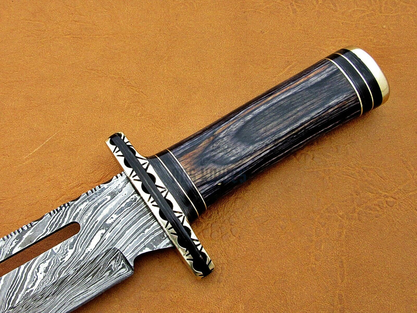 HS-470 Custom Handmade Damascus Steel Hunting Knife With Hard Wood Handle