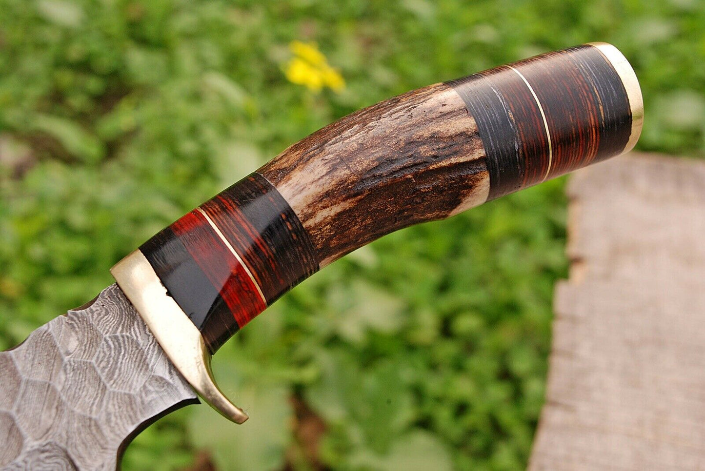 HS-440 | Custom Handmade Damascus Steel Hunting Fix knife - Stag Horn Handle