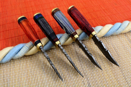 HS Deal 06 - Custom Handmade Damascus Skinner Knife Lot of Four Pecs With Different Handles