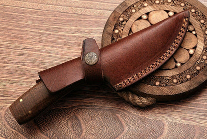 HS-772 Custom Handmade Damascus Skinner Knife With Walnut Wood Handle