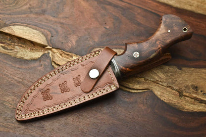 HS-394 '' Handmade Damascus Steel Blade Hunting Knife | Walnut Wood