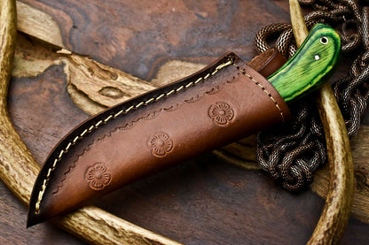 HS-689 Custom Handmade Damascus Steel Skinner Knife - Beautiful Hard Wood  Handle