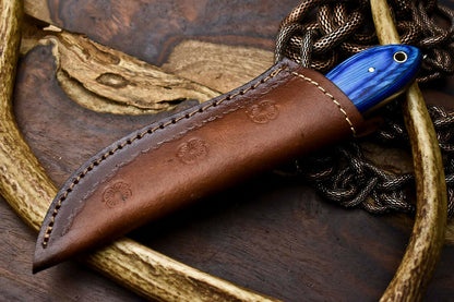 HS-680 Custom Handmade Damascus Steel Skinner Knife - Beautiful Wood Handle