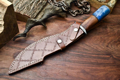 HS-866 Custom Handmade Damascus Steel Hunitng/Kukri Knife - Wood & Bone Handle