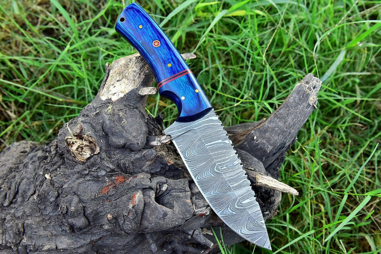 Damascus Skinner Knife – Full Tang | Pakkawood Handle | HS-557