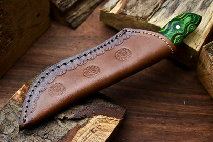 HS-1000 | Custom Handmade Damascus Steel Bull Cutter Knife - Beautiful Hard Wood Handle
