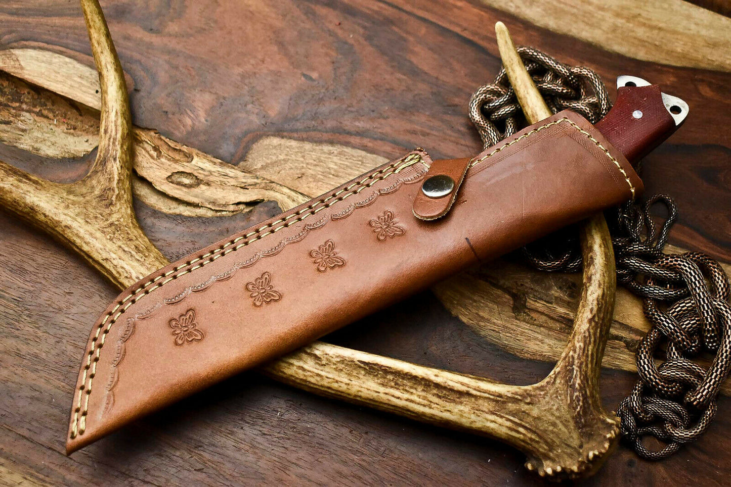 HS-927 Custom Handmade Stainless Steel Tracker Knife - Beautiful Hard Wood Handle