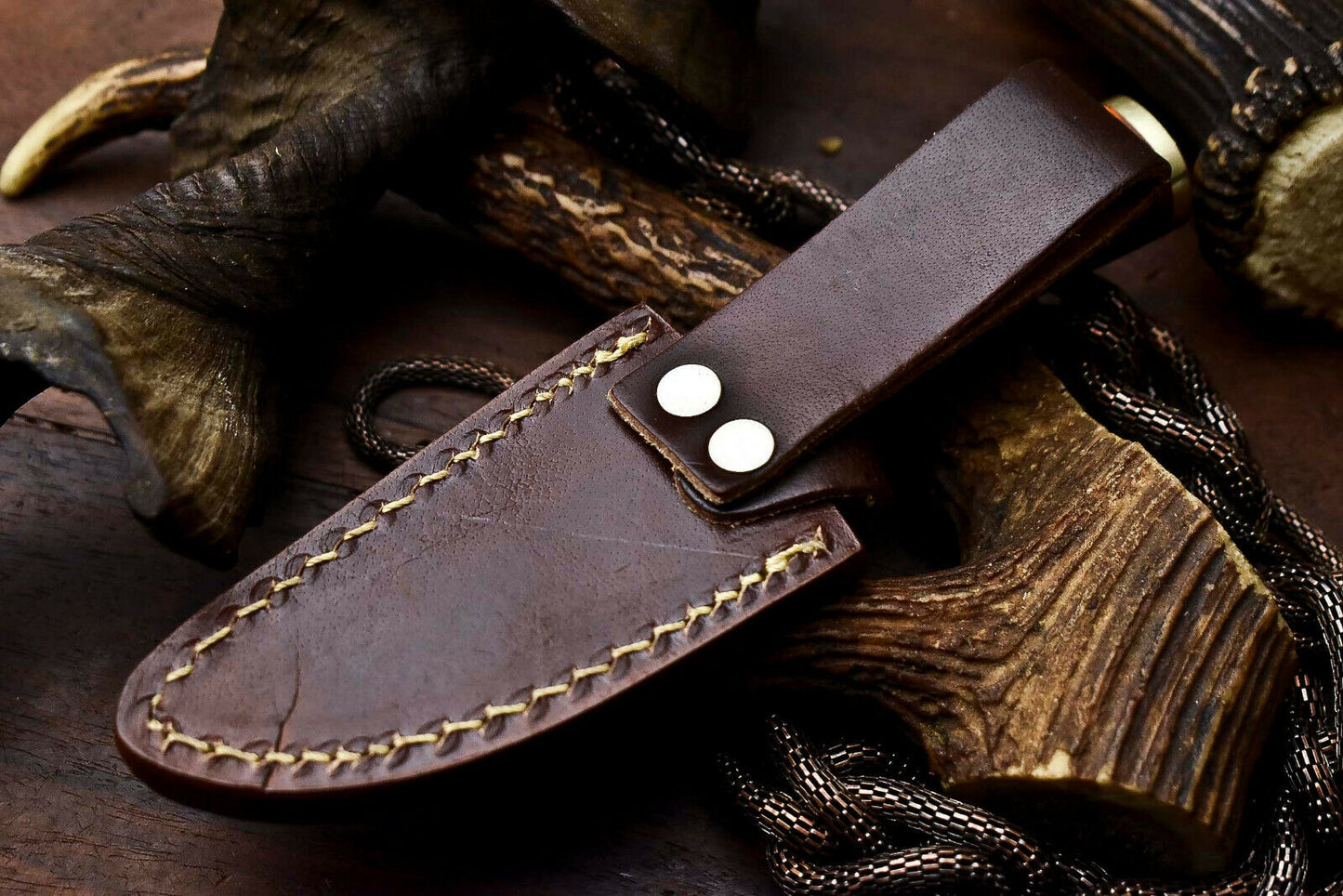 HS-407 | Custom Handmade Awesome Camel Bone Handle Damascus Steel Hunting Knife - Great Price