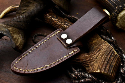 HS-407 | Custom Handmade Awesome Camel Bone Handle Damascus Steel Hunting Knife - Great Price