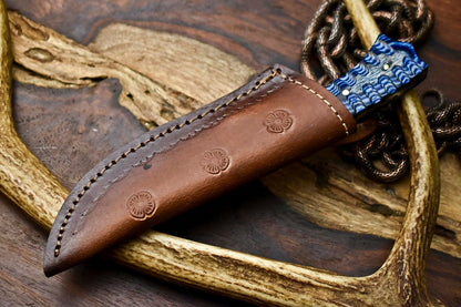 HS-646 Custom Handmade Damascus Hunting Skinning Blade Hunter Camping Full Tang Knife