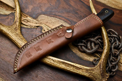 HS-402 | Custom Handmade Awesome Black Sheet Handle Damascus Steel Hunting Knife - Great Price