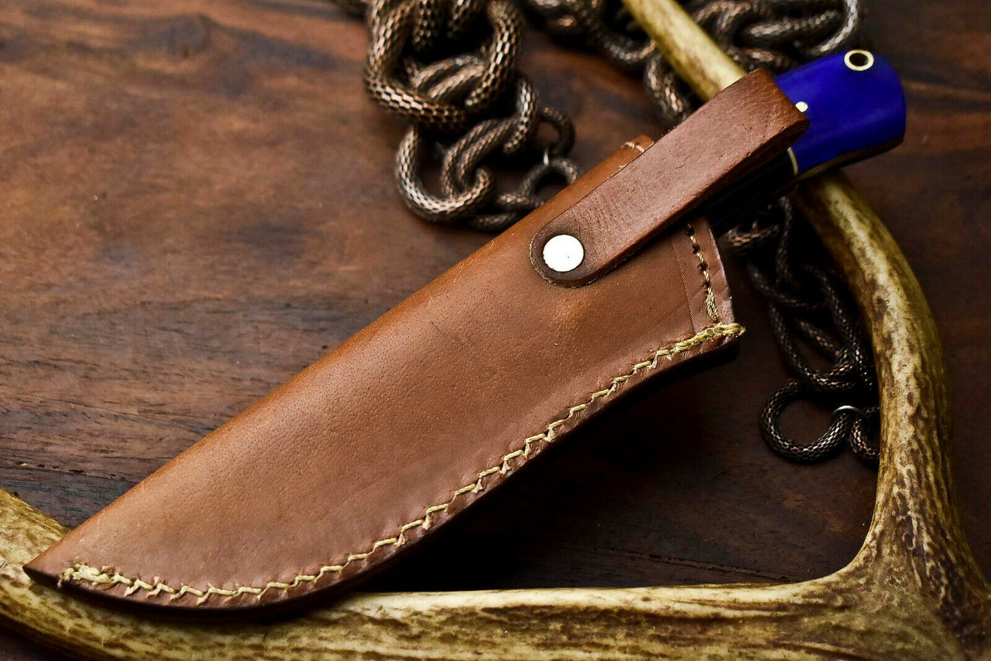 HS-409 | Custom Handmade Camel Bone & Buffalo Horn Handle Damascus Steel Hunting Knife - Great Price