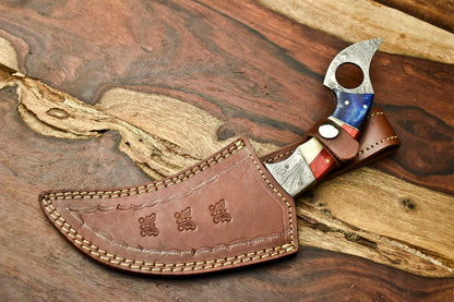 HS-903 Custom Handmade Damascus Hunting Blade Karambit Camping Full Tang Knife Gifts